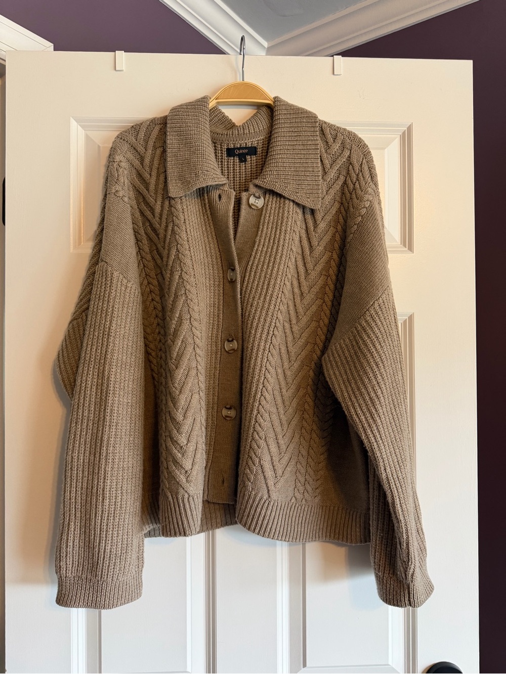 Quince Merino Wool Cable Knit Cardigan